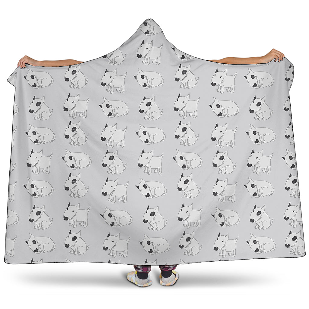 Doodle Bull Terrier Pattern Print Hooded Blanket