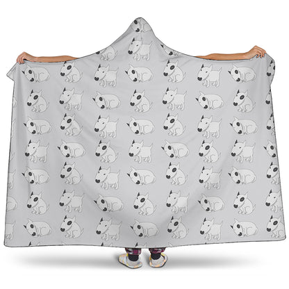 Doodle Bull Terrier Pattern Print Hooded Blanket
