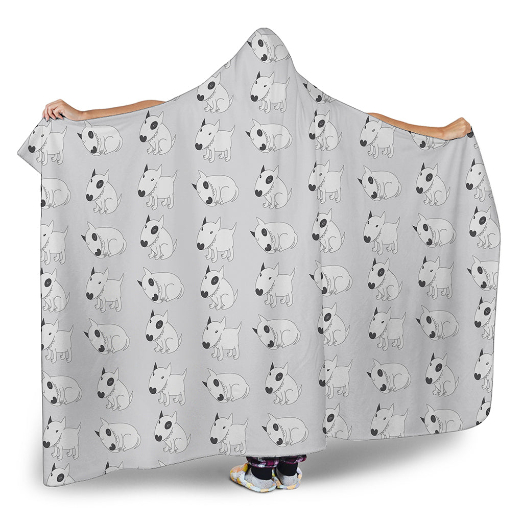 Doodle Bull Terrier Pattern Print Hooded Blanket