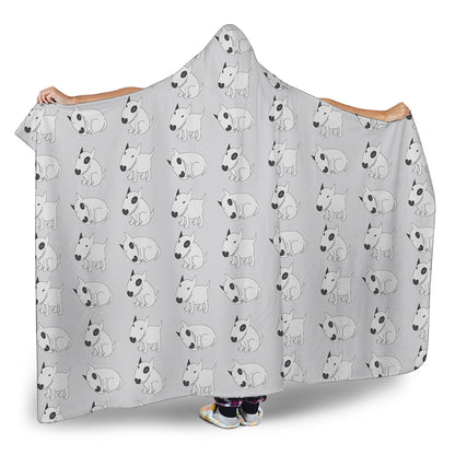 Doodle Bull Terrier Pattern Print Hooded Blanket