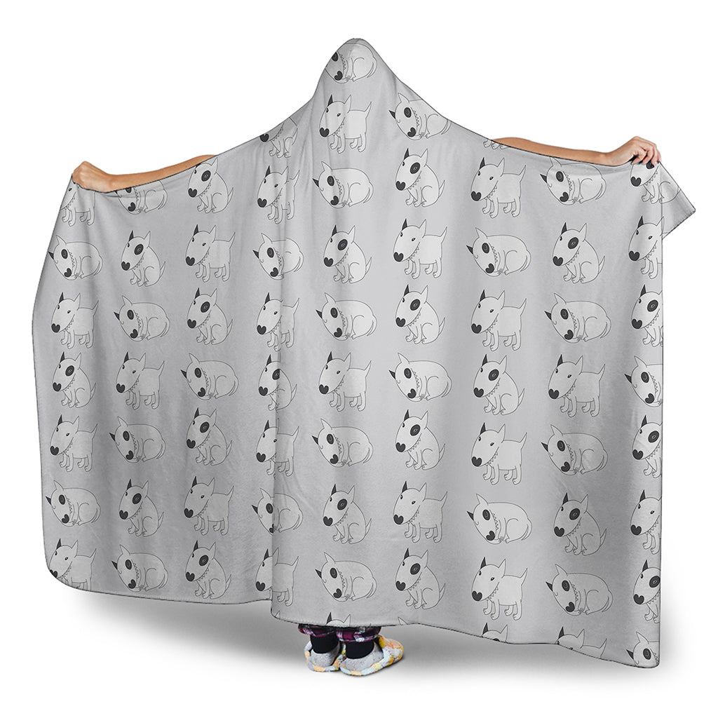 Doodle Bull Terrier Pattern Print Hooded Blanket