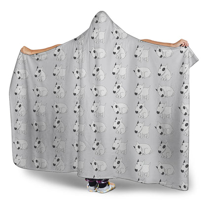 Doodle Bull Terrier Pattern Print Hooded Blanket