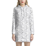 Doodle Bull Terrier Pattern Print Hoodie Dress