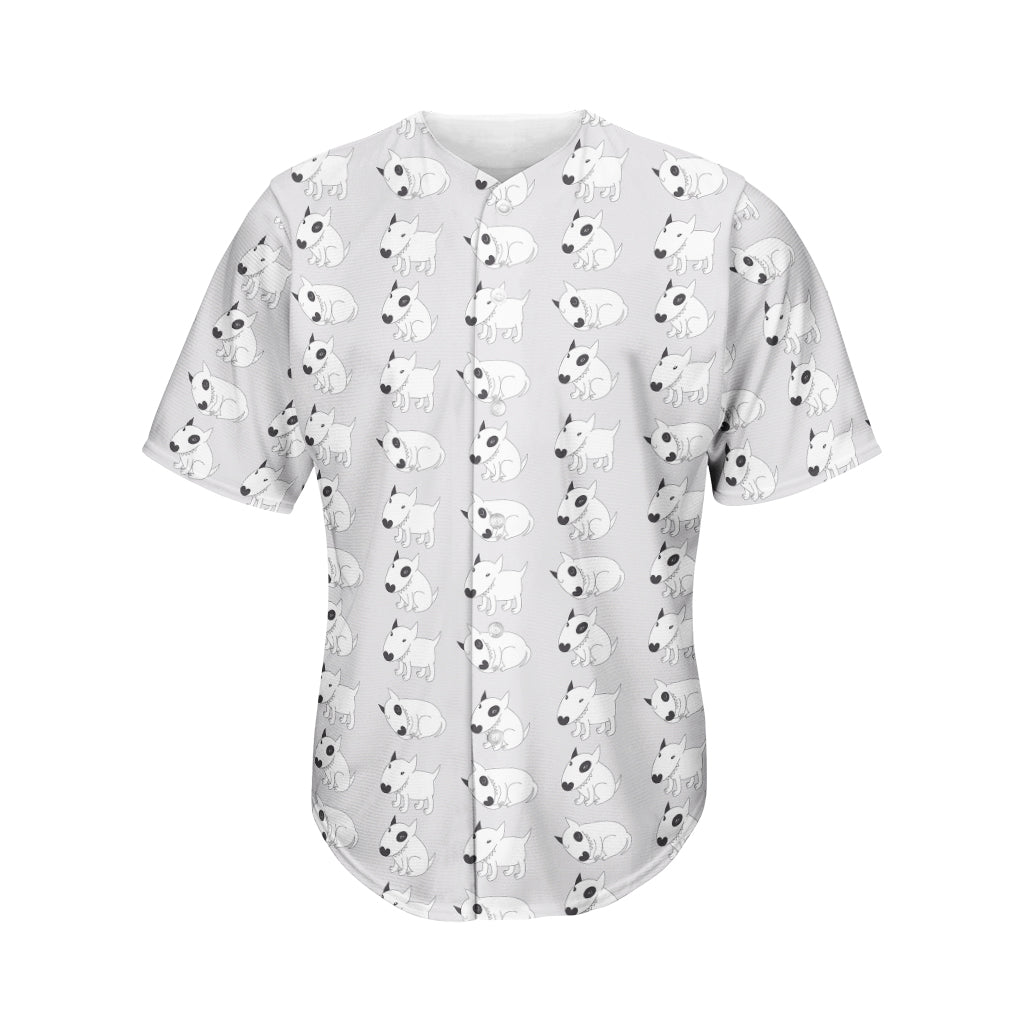 Doodle Bull Terrier Pattern Print Men's Baseball Jersey