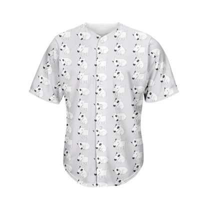 Doodle Bull Terrier Pattern Print Men's Baseball Jersey