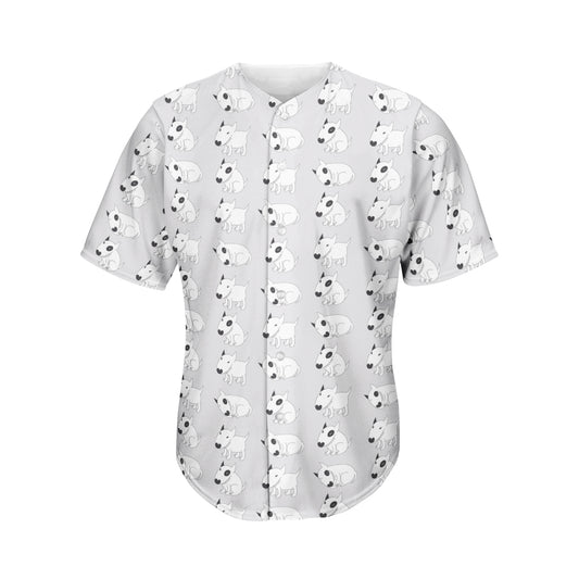 Doodle Bull Terrier Pattern Print Men's Baseball Jersey