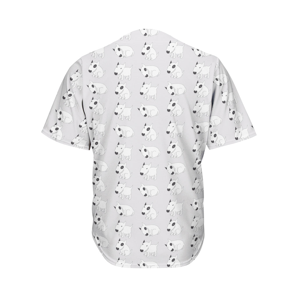 Doodle Bull Terrier Pattern Print Men's Baseball Jersey
