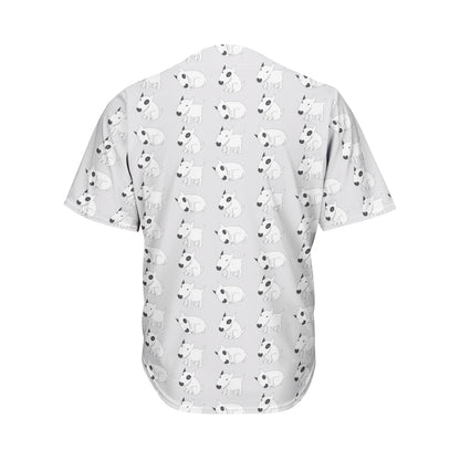 Doodle Bull Terrier Pattern Print Men's Baseball Jersey