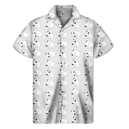 Doodle Bull Terrier Pattern Print Men's Short Sleeve Shirt