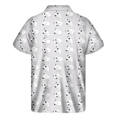 Doodle Bull Terrier Pattern Print Men's Short Sleeve Shirt