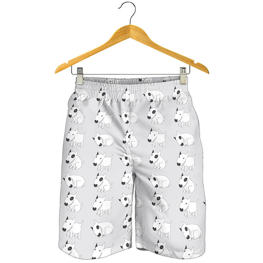 Doodle Bull Terrier Pattern Print Men's Shorts
