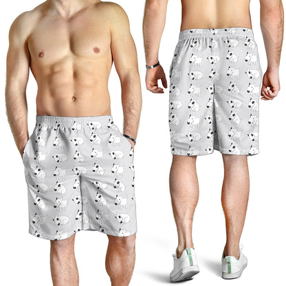 Doodle Bull Terrier Pattern Print Men's Shorts