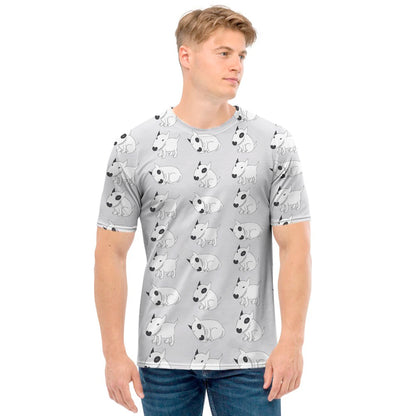 Doodle Bull Terrier Pattern Print Men's T-Shirt