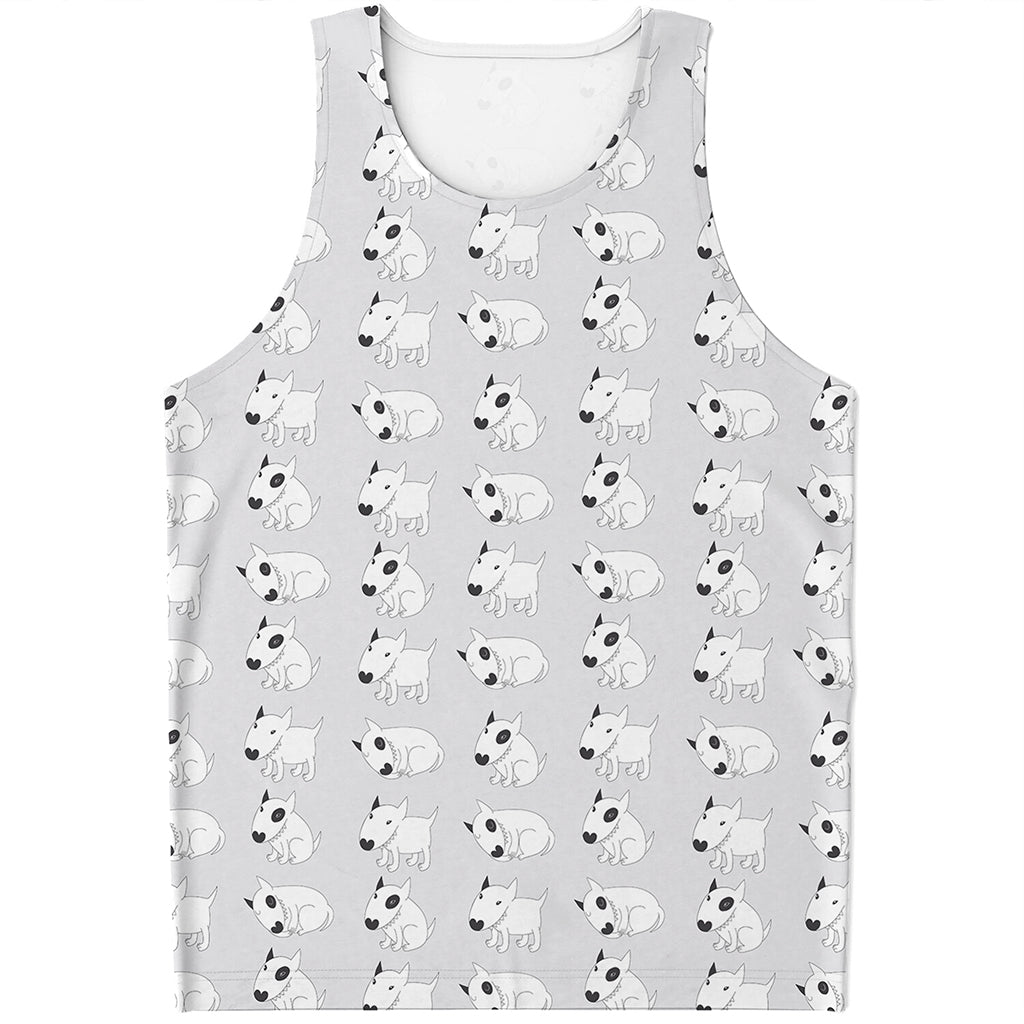 Doodle Bull Terrier Pattern Print Men's Tank Top