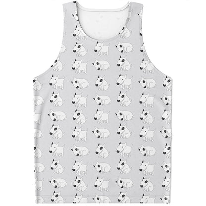Doodle Bull Terrier Pattern Print Men's Tank Top