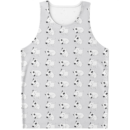 Doodle Bull Terrier Pattern Print Men's Tank Top