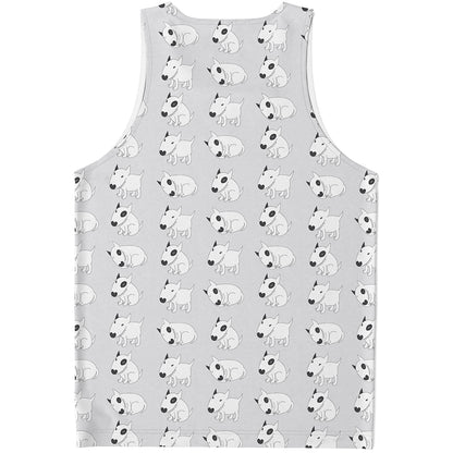 Doodle Bull Terrier Pattern Print Men's Tank Top
