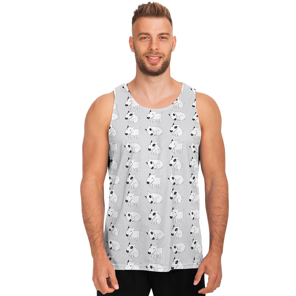 Doodle Bull Terrier Pattern Print Men's Tank Top