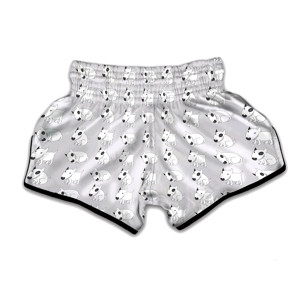 Doodle Bull Terrier Pattern Print Muay Thai Boxing Shorts