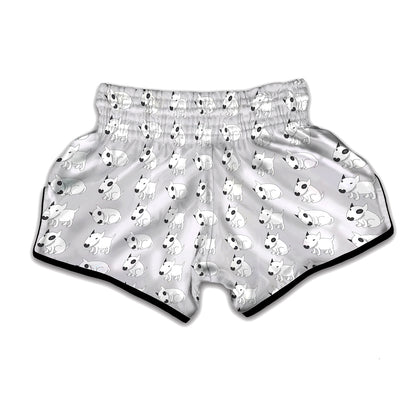 Doodle Bull Terrier Pattern Print Muay Thai Boxing Shorts