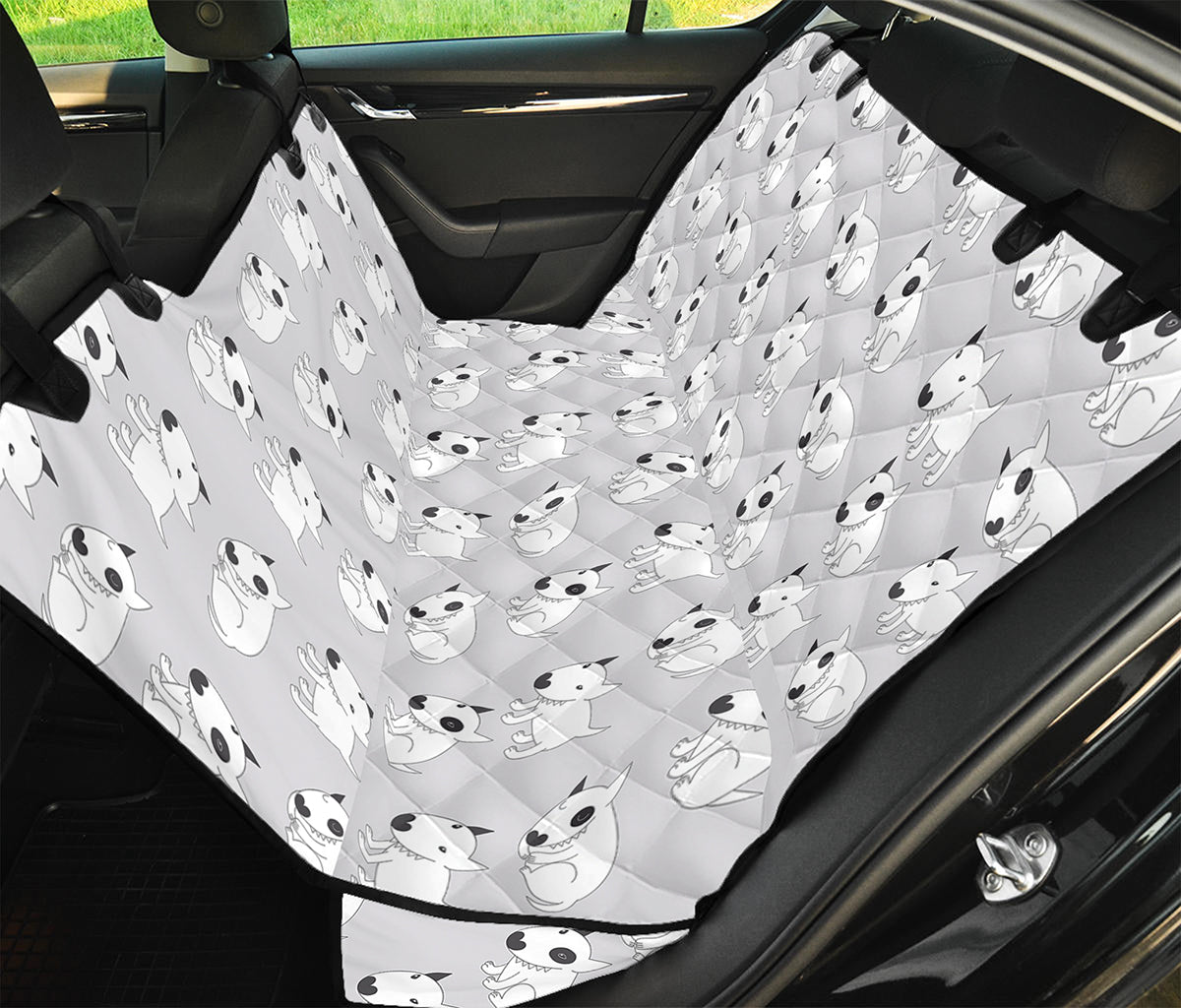 Doodle Bull Terrier Pattern Print Pet Car Back Seat Cover