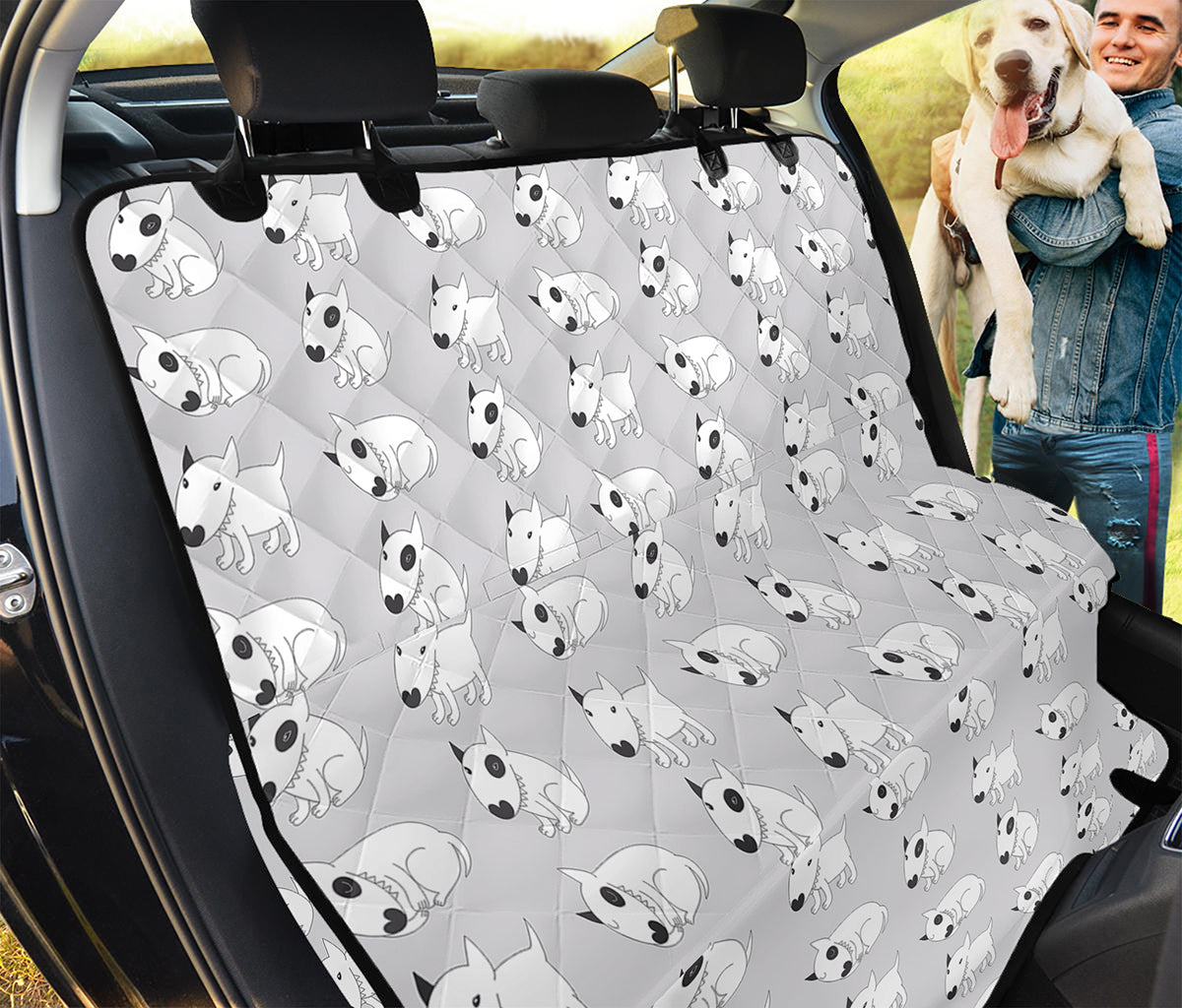 Doodle Bull Terrier Pattern Print Pet Car Back Seat Cover