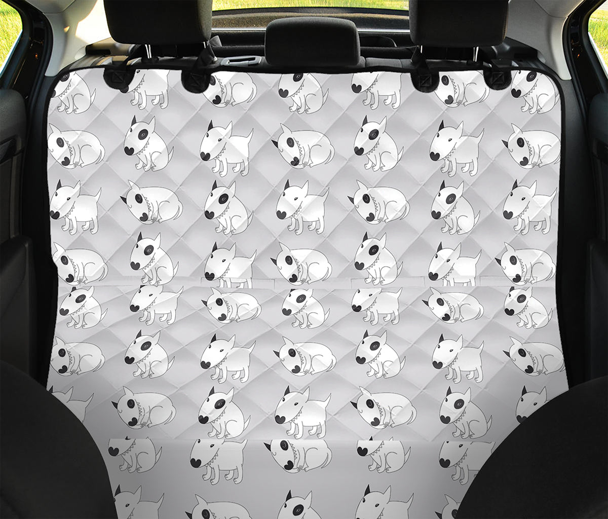 Doodle Bull Terrier Pattern Print Pet Car Back Seat Cover