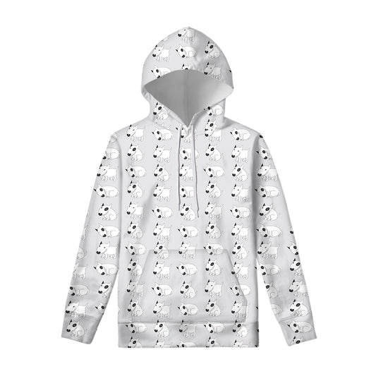 Doodle Bull Terrier Pattern Print Pullover Hoodie
