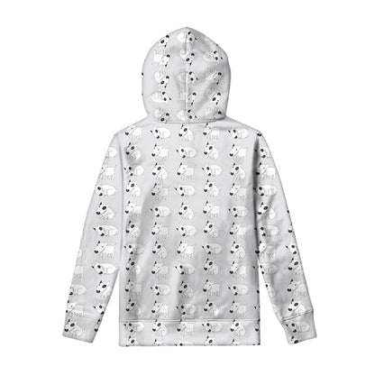 Doodle Bull Terrier Pattern Print Pullover Hoodie