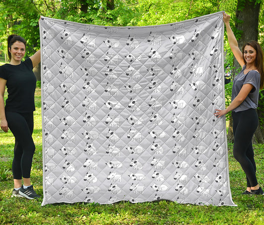 Doodle Bull Terrier Pattern Print Quilt