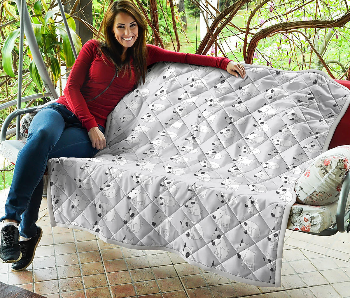 Doodle Bull Terrier Pattern Print Quilt