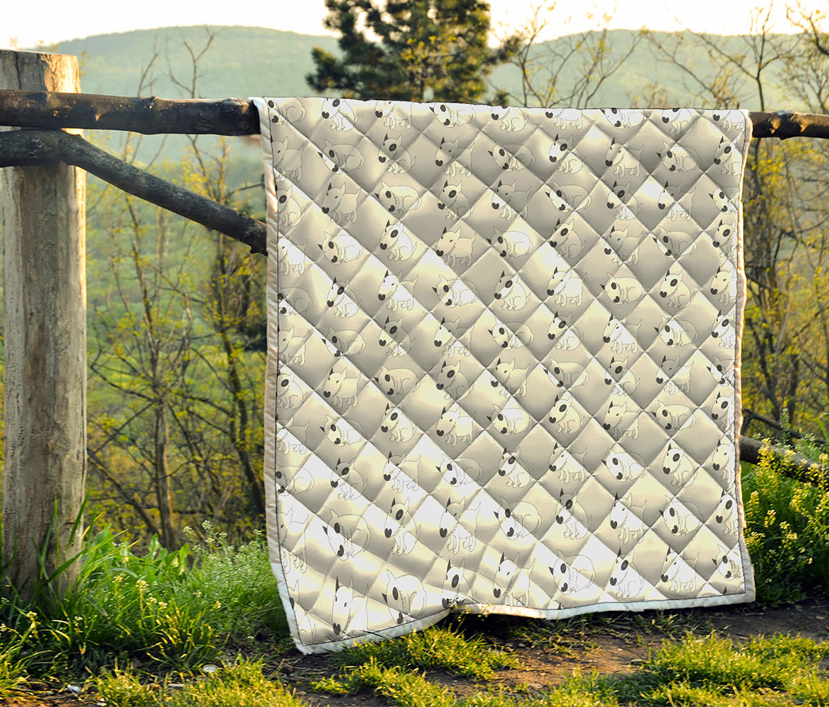 Doodle Bull Terrier Pattern Print Quilt