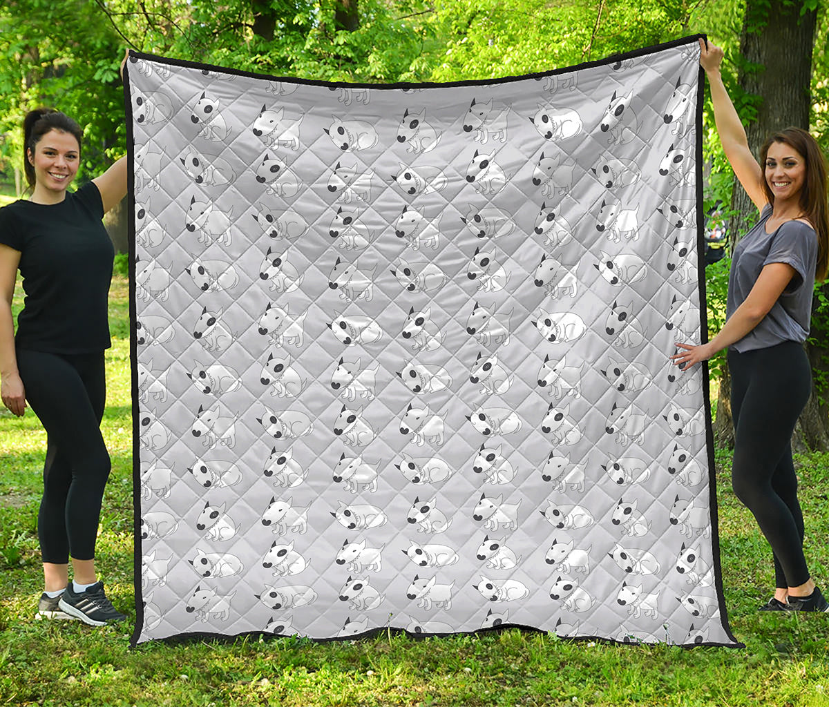 Doodle Bull Terrier Pattern Print Quilt