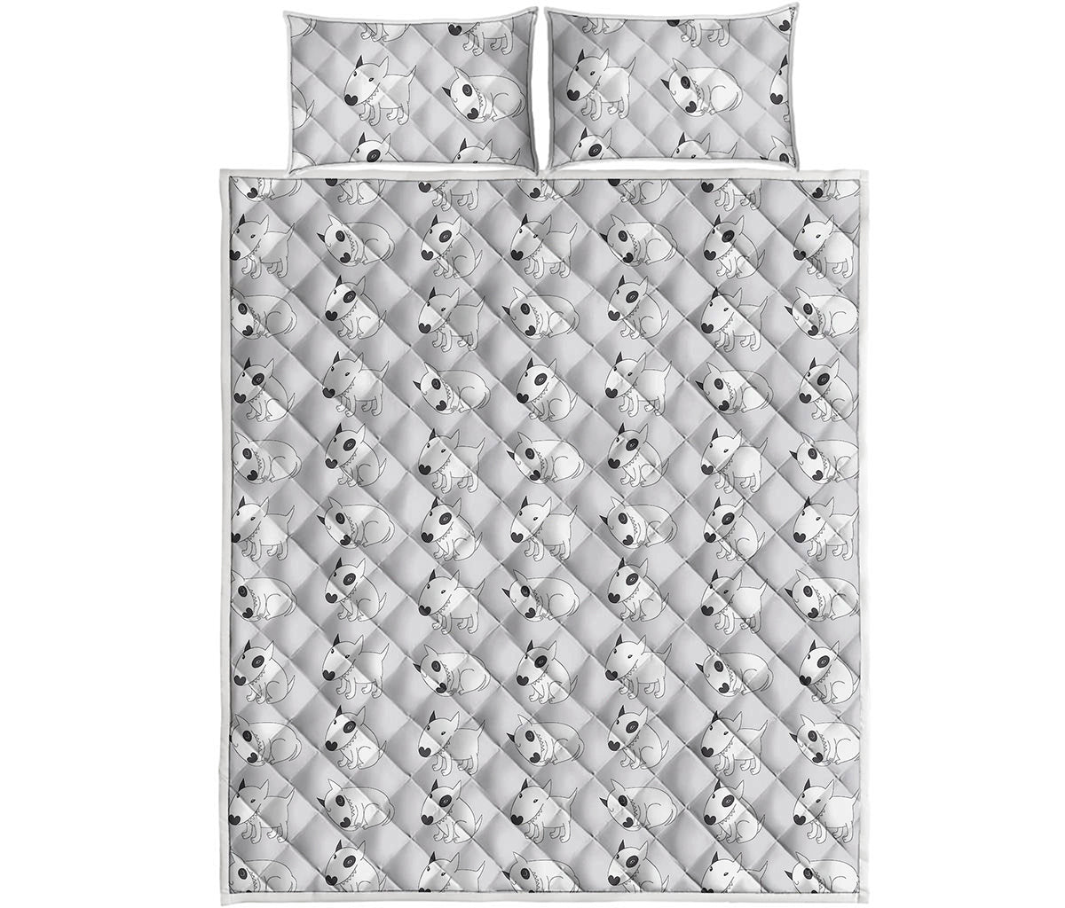 Doodle Bull Terrier Pattern Print Quilt Bed Set