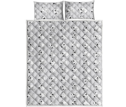Doodle Bull Terrier Pattern Print Quilt Bed Set