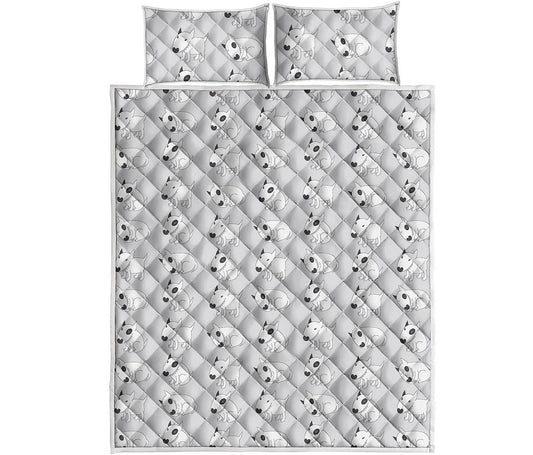 Doodle Bull Terrier Pattern Print Quilt Bed Set
