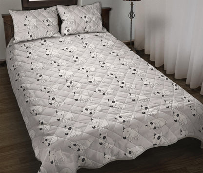 Doodle Bull Terrier Pattern Print Quilt Bed Set
