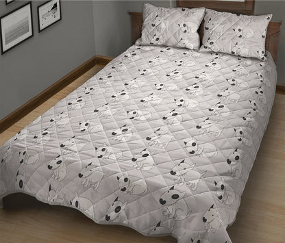 Doodle Bull Terrier Pattern Print Quilt Bed Set