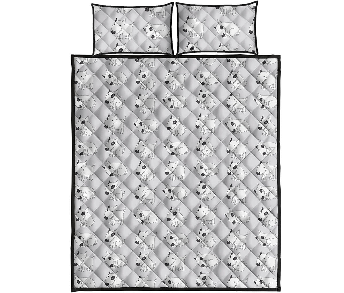 Doodle Bull Terrier Pattern Print Quilt Bed Set