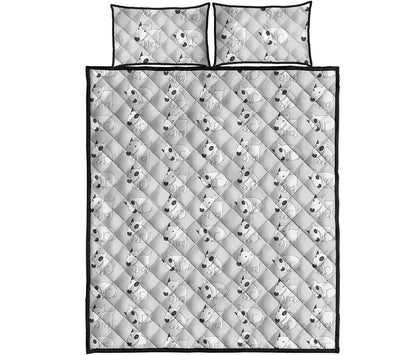 Doodle Bull Terrier Pattern Print Quilt Bed Set