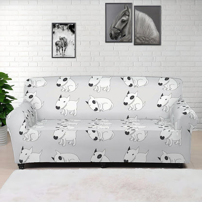 Doodle Bull Terrier Pattern Print Sofa Cover