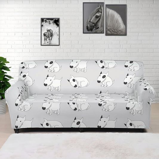 Doodle Bull Terrier Pattern Print Sofa Cover