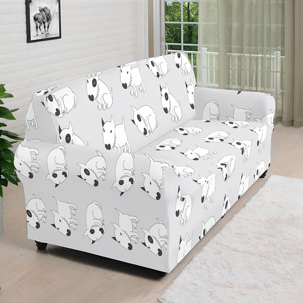 Doodle Bull Terrier Pattern Print Sofa Cover