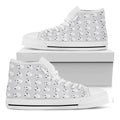 Doodle Bull Terrier Pattern Print White High Top Sneakers