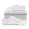 Doodle Bull Terrier Pattern Print White Low Top Sneakers