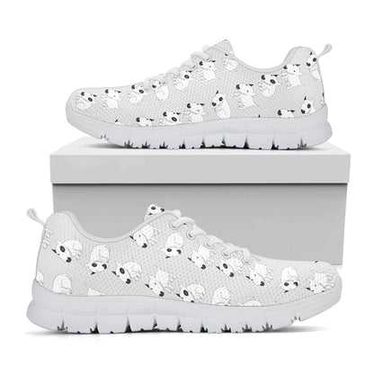 Doodle Bull Terrier Pattern Print White Sneakers