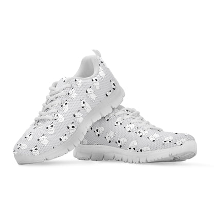 Doodle Bull Terrier Pattern Print White Sneakers
