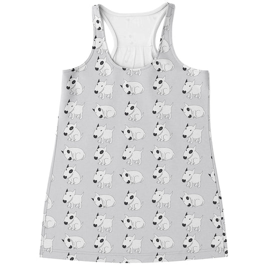 Doodle Bull Terrier Pattern Print Women's Racerback Tank Top