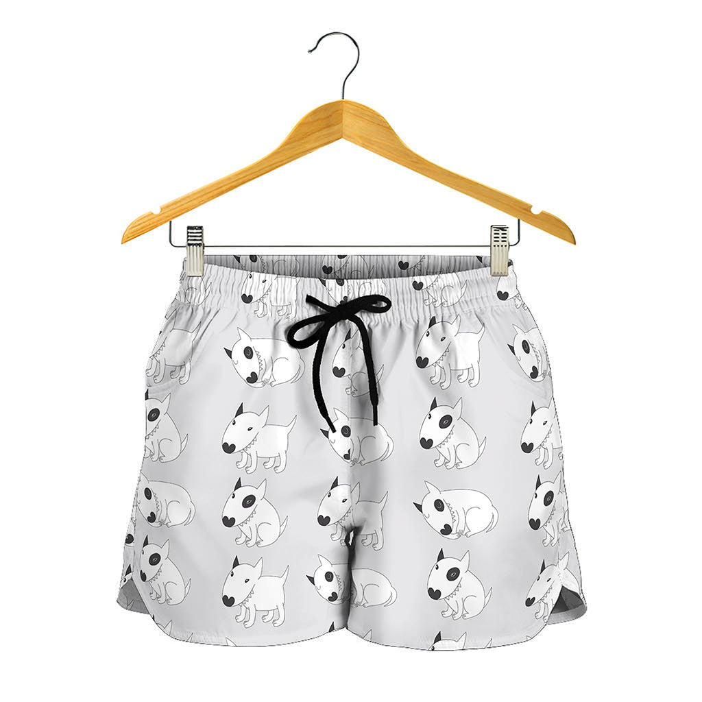 Doodle Bull Terrier Pattern Print Women's Shorts