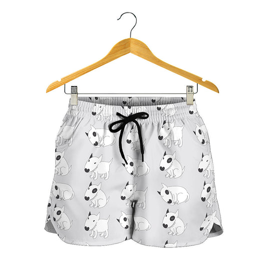 Doodle Bull Terrier Pattern Print Women's Shorts